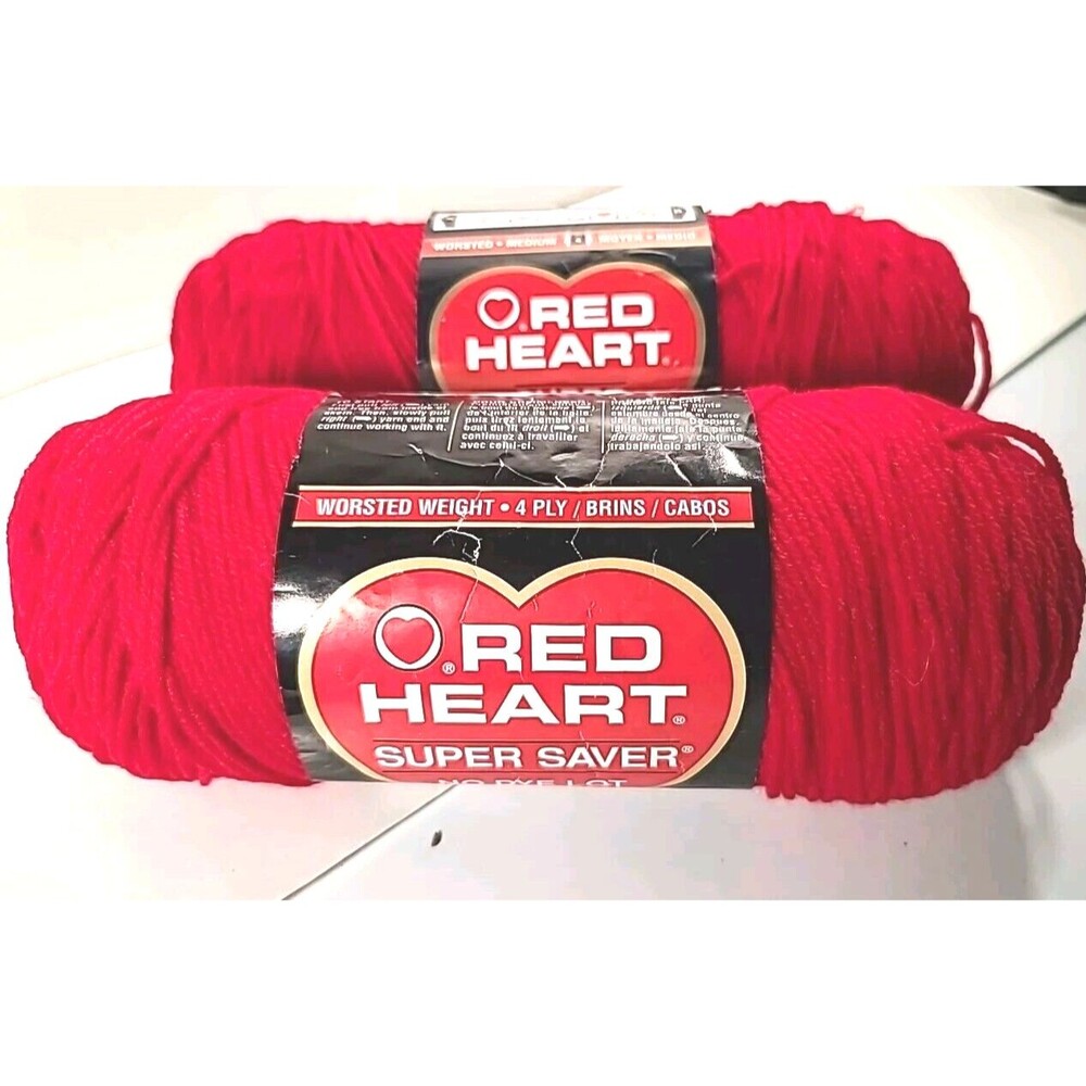 NWT Vintage Lot Of 2 Red Heart 0319 Cherry Red  4 Ply Worsened Acrylic Yarn